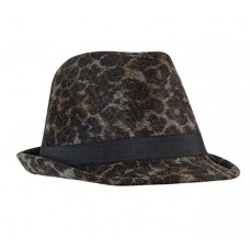 Collection 18 Fedora Hat Animal Print Leopard  Adjustable Black Brown Wool New   eb-76003001